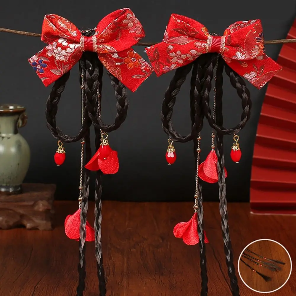 

Red Chinese Style Hair Clip Flower Pearl Tassels Child Hair Accessories New Year Headdress Baby Wig Hairpin Bow Hair Clip