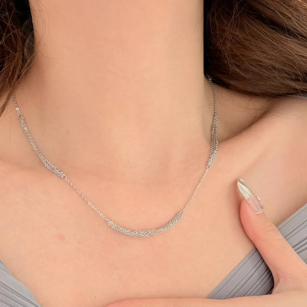 

Foydjew Exquisite Simple Style Multi-layer Tassel Net Chain Necklaces For Women Everyday Neck Accessories