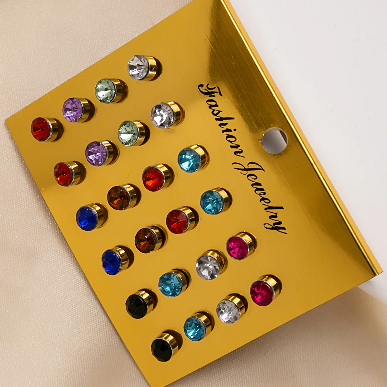 12 pairs Colorful Crystal Stud Earrings Set For Women Jewelry Rhinestones Piercing Earrings kit Pack lots Bijouteria brincos