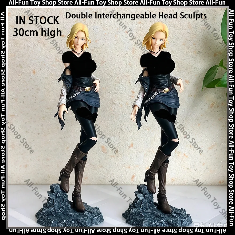 In Stock Dragon Ball Figurine Android 18 Double Head Sculpt DBZ  Action Figure Figurine Anime GK Statue PVC Collection Doll Gift