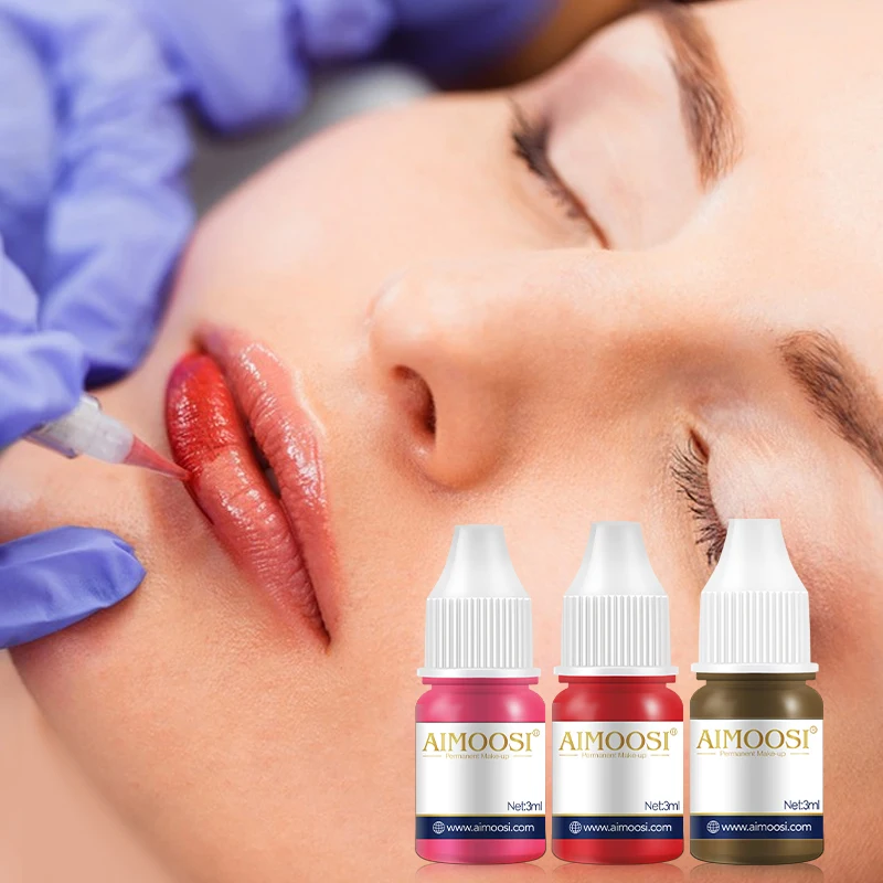 AIMOOSI Lip Tattoo Ink for Semi Permanent Makeup Professional Microblading Pigments for Ash Brown Brow Cosmetic PMU Pigment 3ml