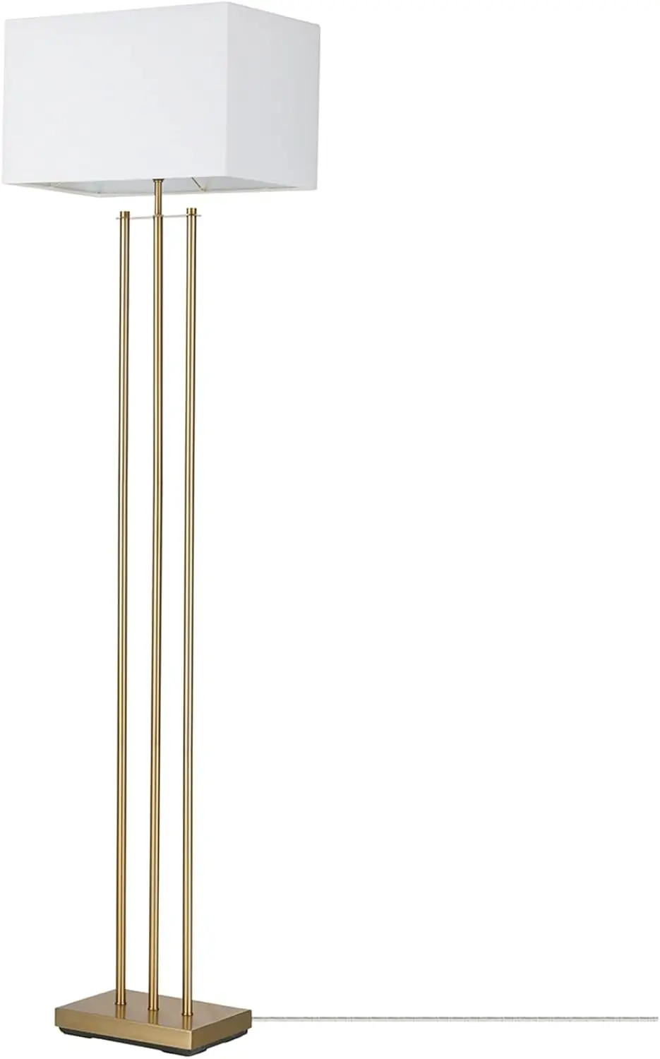 

Globe Electric 67775 62"" Floor Lamp, Matte Brass, White Linen Shade, Floor Lamp For Living Room, Floor Lamp For Bedroom, Home