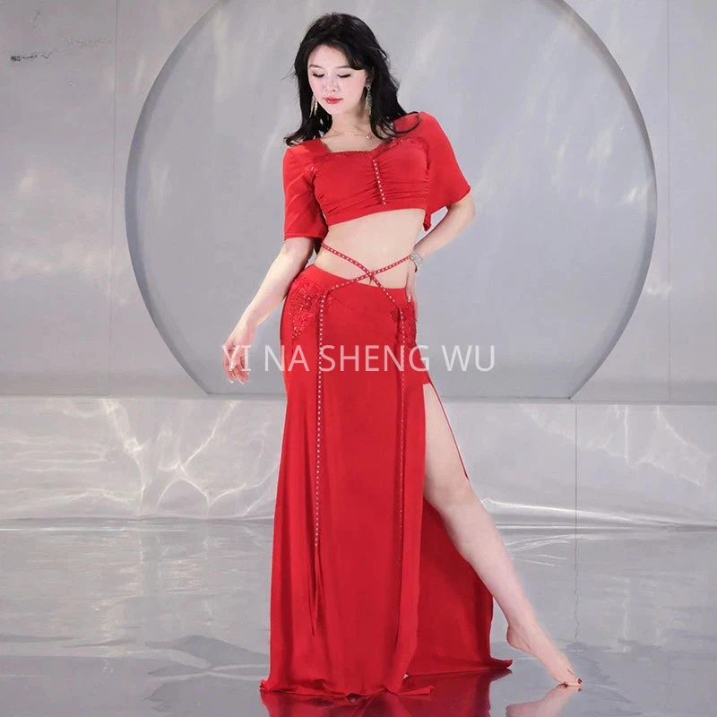 

Новый летний костюм для восточных танцев 2026: сексуальное длинное платье для тренировок, выступлений и занятий в группе