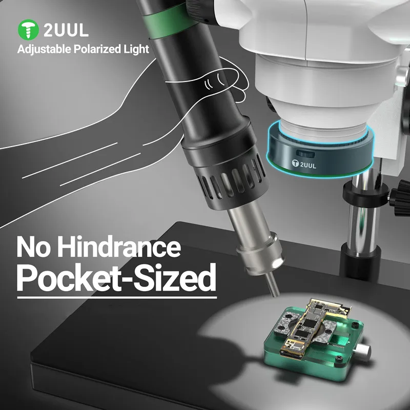 2UUL MS97 مصباح مستقطب قابل للتعديل للمجهر الهاتف المحمول اللوحة الأم لحام إصلاح مكافحة الدخان الضوء الأيمن