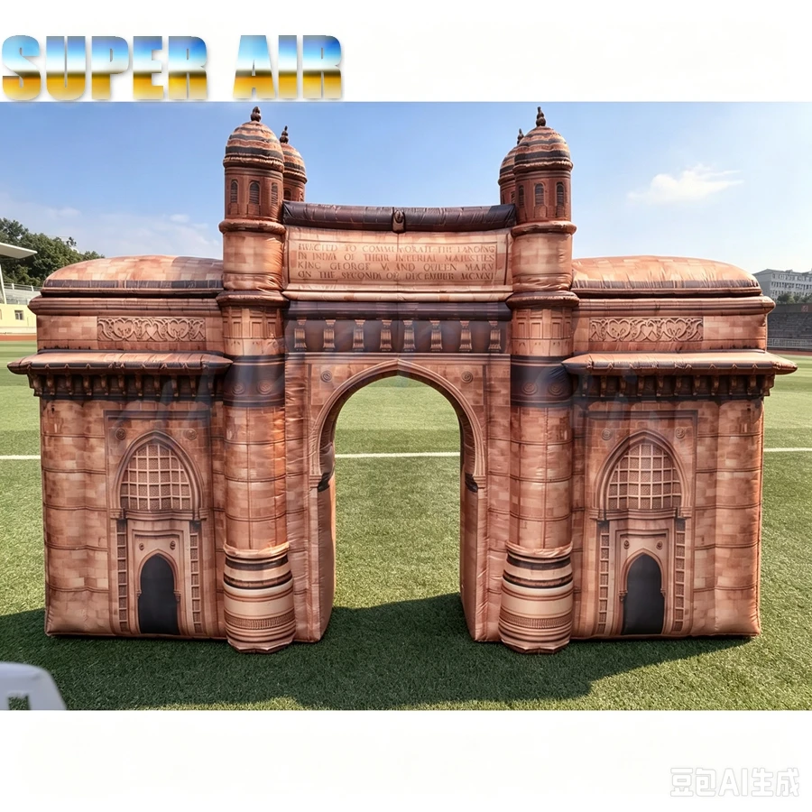 Giant Simulation Landmark Inflatable Arch, Vivid Printed Inflatable Building Gate for Festival, Exhibition & Stage Decoration