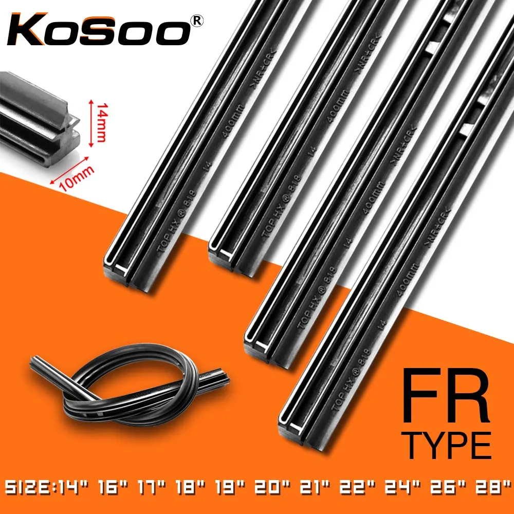 KOSOO 1PCS Auto Wisser Insert Natuurlijke Rubber Strip 10mm 14 