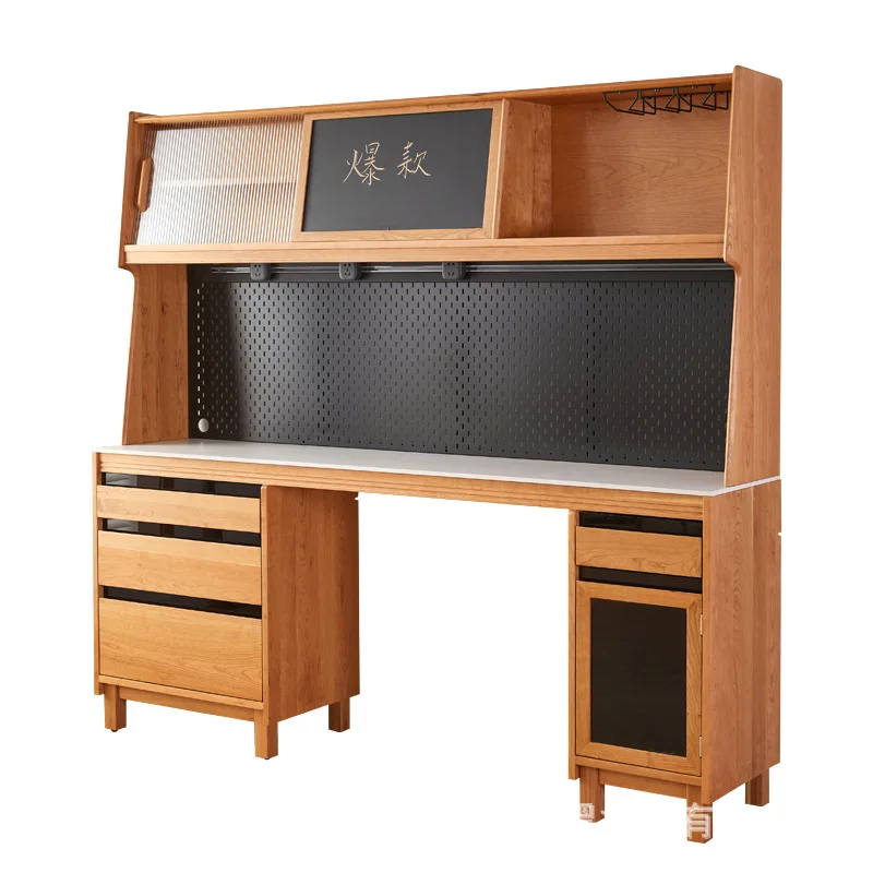Fifth-generation Copenhagen sideboard with embedded table, Nordic style solid cherry wood black walnut storage cabinet