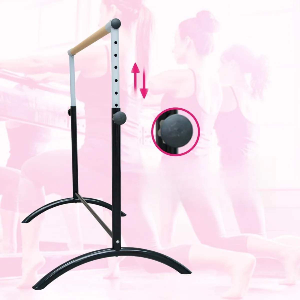 Floor Standing Adjustable Mobile Dance Bar Children Adult Leg Stretching Equipment