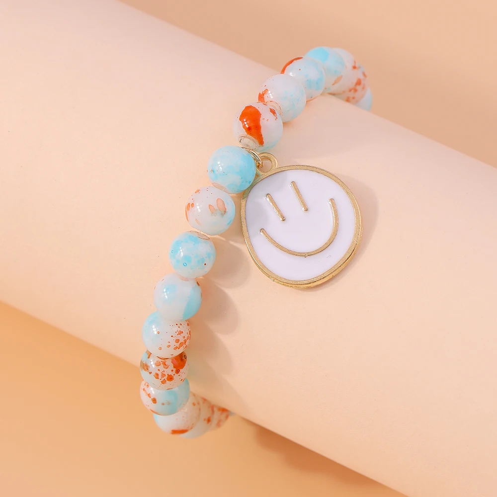 Aihua Böhmisches handgefertigtes buntes Perlenarmband für Frauen, süßes Lächeln-Gesicht, Charms-Armbänder, Mädchen, Party, Urlaub, Schmuck, Geschenke – Detail 5