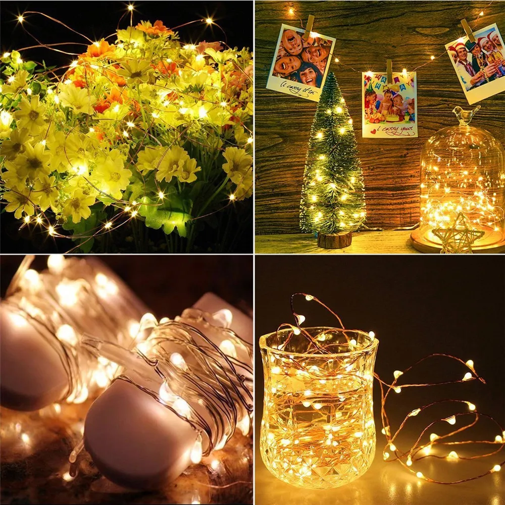 10Pcs 1M 2M 3M 5M Copper Wire LED String lights Holiday lighting Fairy Garland For Christmas Tree Wedding Party Decoration