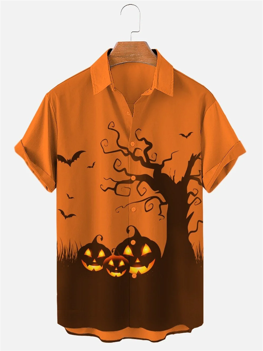 

Men's Shirt2022 Shirt 3d with Jack-o-Lantern skull motif for Hawaiian shirts, men's casual cufflinks, partying on the street