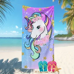 Quick-Dry Microfiber Beach Towel with Unicorn Print – Soft, Lightweight, Machine Washable, Perfect for Vacation & Swimming