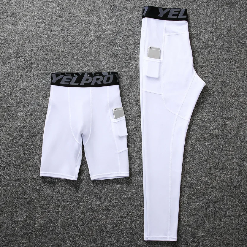 طقم سراويل ضغط مكون من قطعتين للرجال لباس ضيق وسروال قصير للتمرين والجري مع جيب للهاتف وطبقة أساسية عالية المرونة للتدريب في صالة الألعاب الرياضية #1