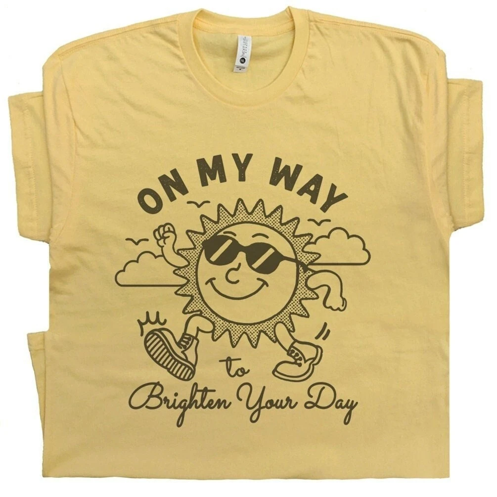 Vintage Sunshine Shirt on My Way To Brighten Your Day Funny T Shirt Cute Graphic Shirts for Women Men Cool Vibe Shirt