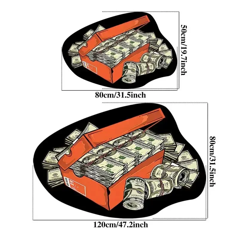 Money Box Pattern Floor Mat, Creative Design Soft and comfortable Durable Floor Carpet, Decorative Area Rug for Home Living Room