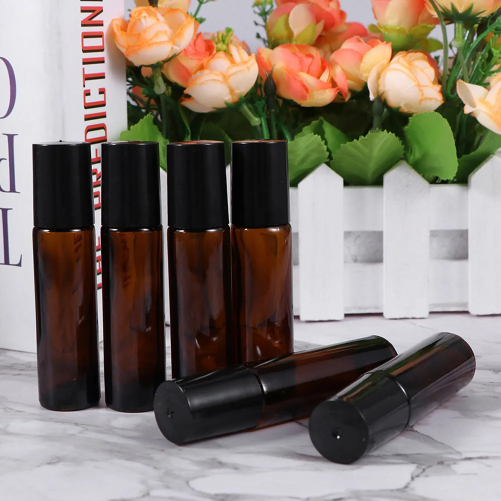 

12Pcs Brown Glass Roll-on Bottle Leakproof Set Essential Oil Subpackaging Bottle Travel Refillable Cosmetics Container