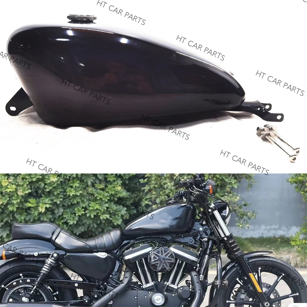 Motorcycle Vintage Fuel Tank Gas Retro Petrol Tank For Harley Sportster 2006-2022 Black Handmade Motorcycle Gas Fuel Tank