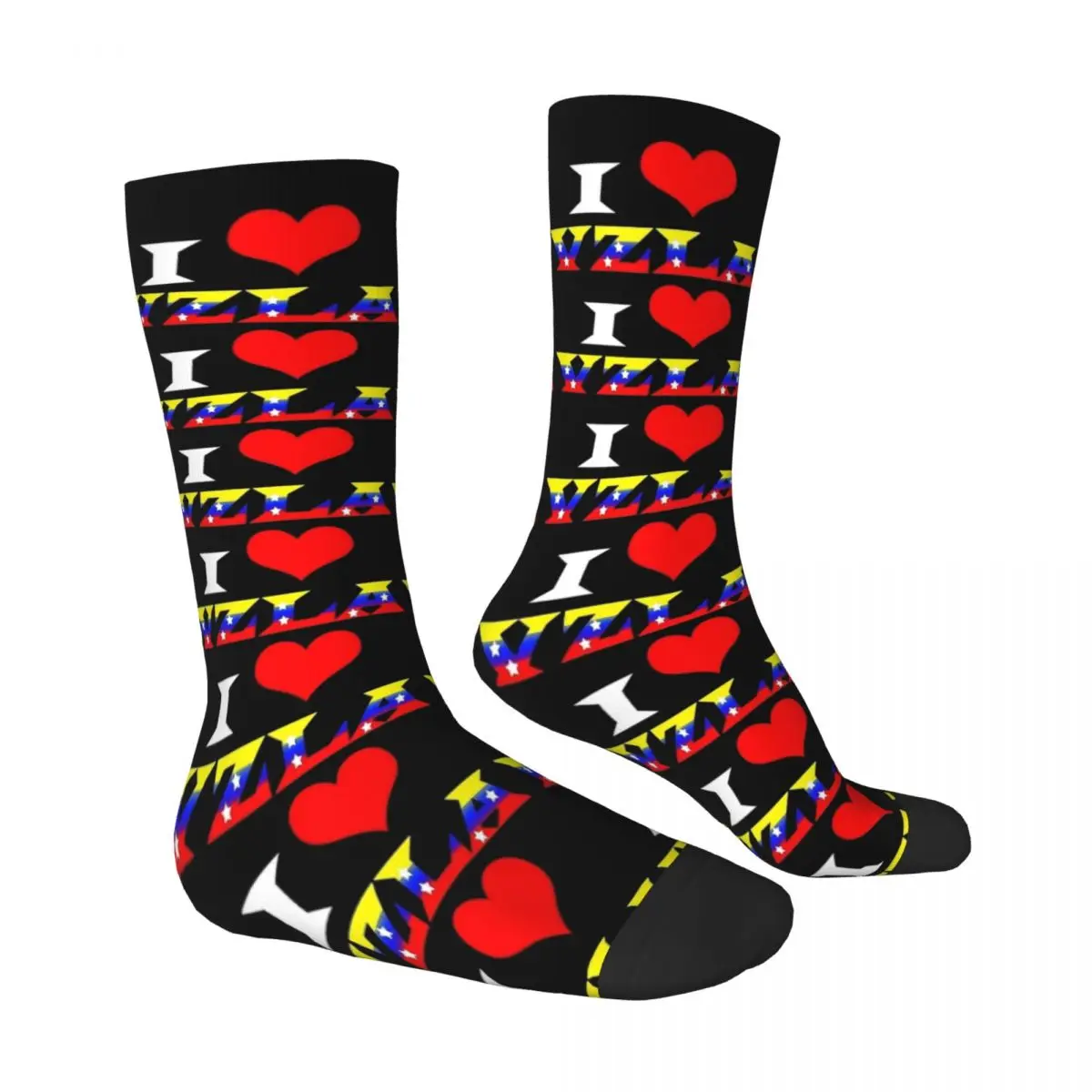 Men Socks I Love Venezuela Stockings Autumn Vintage Warm Soft Socks Printed Outdoor Non Slip Socks