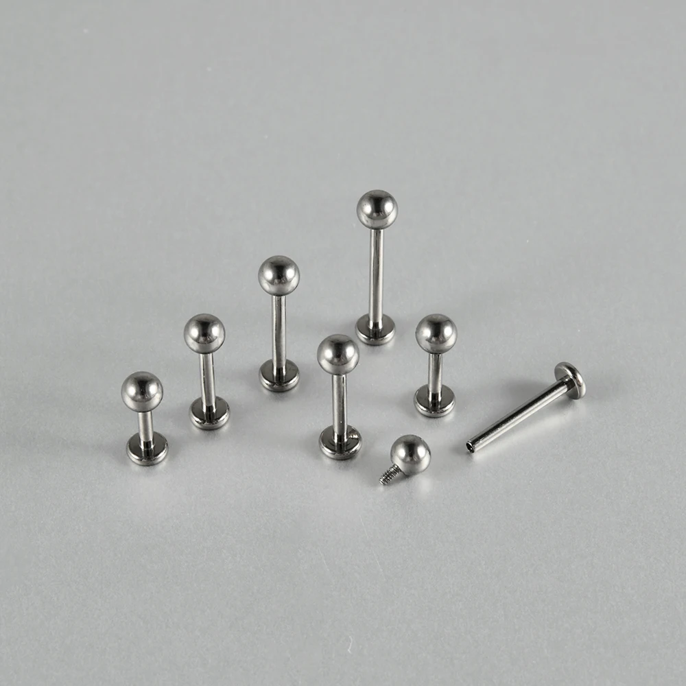 Dreamlee ASTM F136 Titanium Round Ball Spike  Internally Threaded Labret Monroe Lip Ring Tragus Nail Helix Earring Stud Piercing