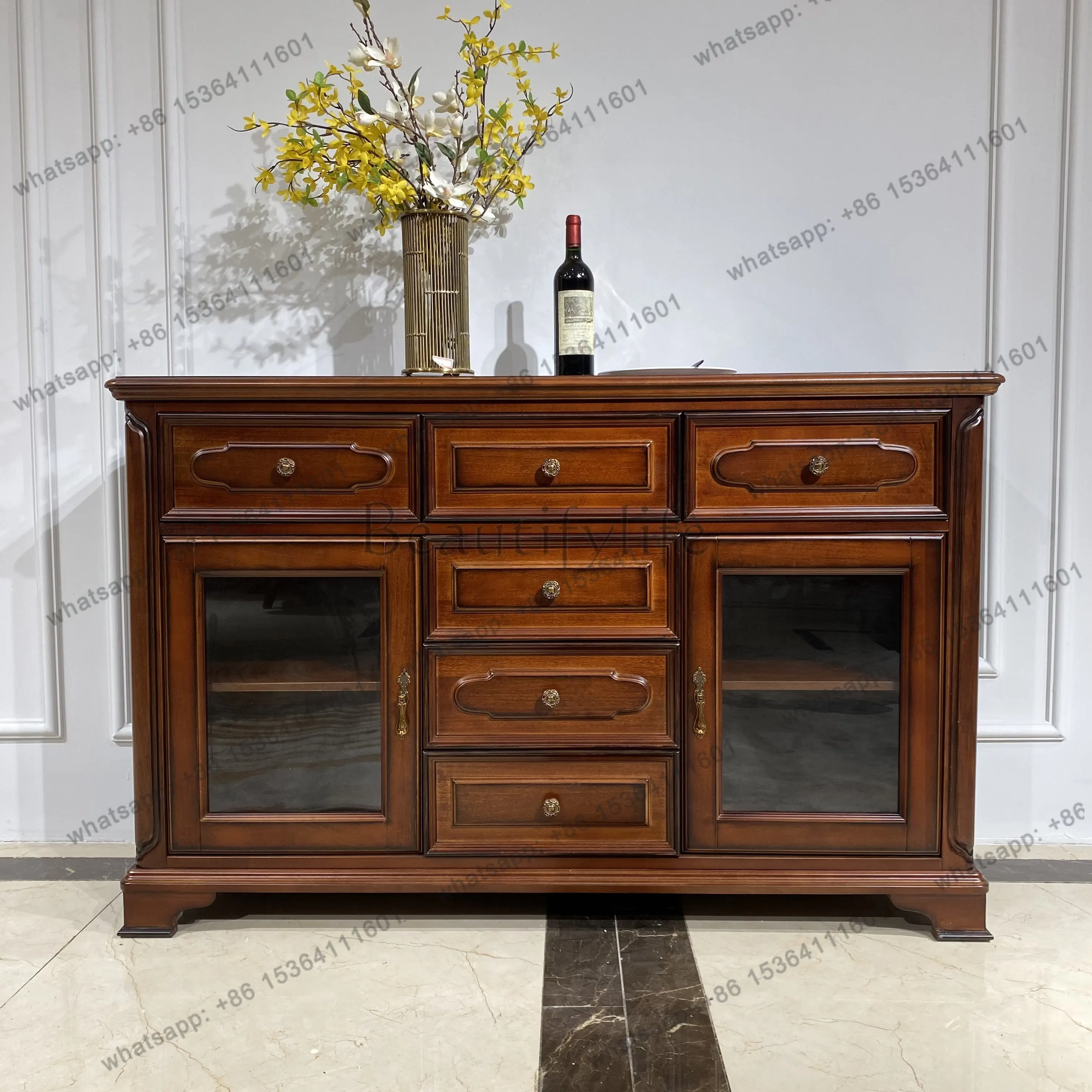 American solid wood dining side cabinet, entrance cabinet, size: length 1480 * width 450 * height 942mm