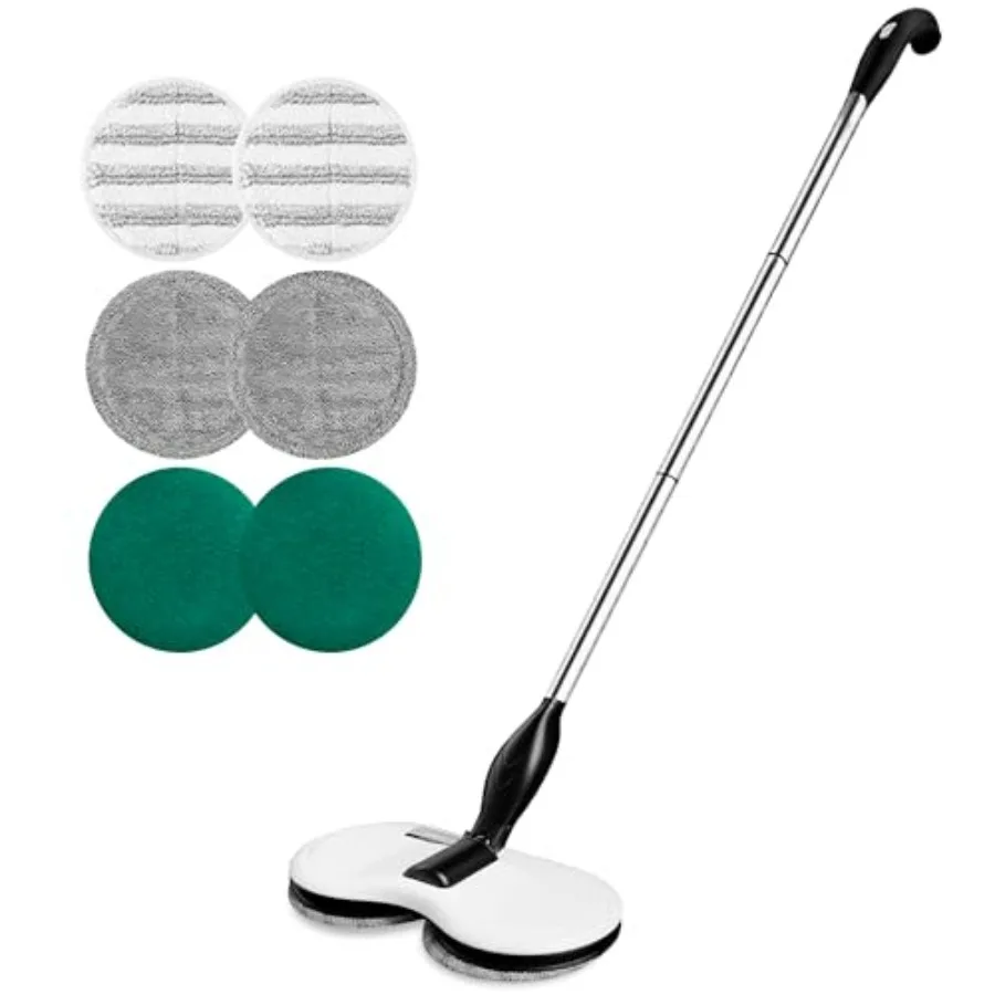 

Electric mop for daily light cleaning on hardwood, tile, laminate floors; cordless spin design with motorised rotation; grey an