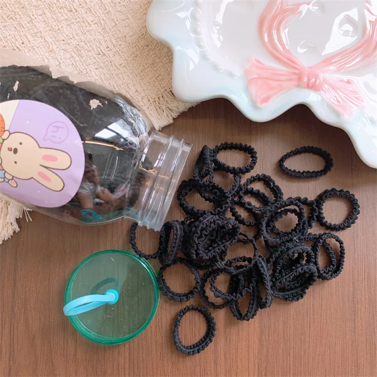 100pcs Kids Colorful Basic Small Hair Ties, Cute Girls Ruffle Edge No-Damage Elastic Bands, Girls Hair Ties for Braids