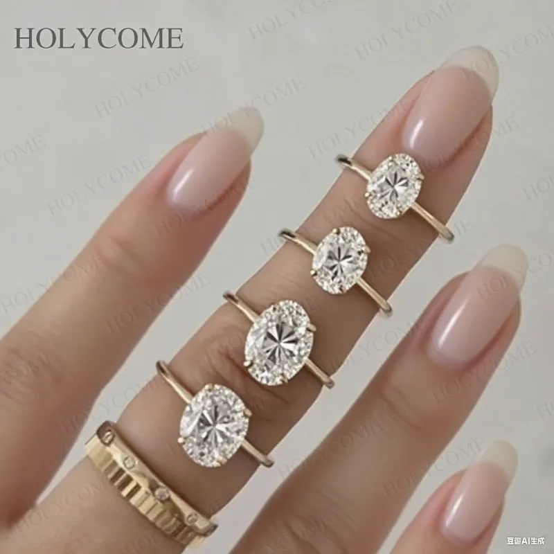Customizable 10K 18K Gold Rings Multiple Shapes Diamond Band Engagement Ring 1CT-5CT D VVS1 Moissanite Lab Grown Diamond Rings