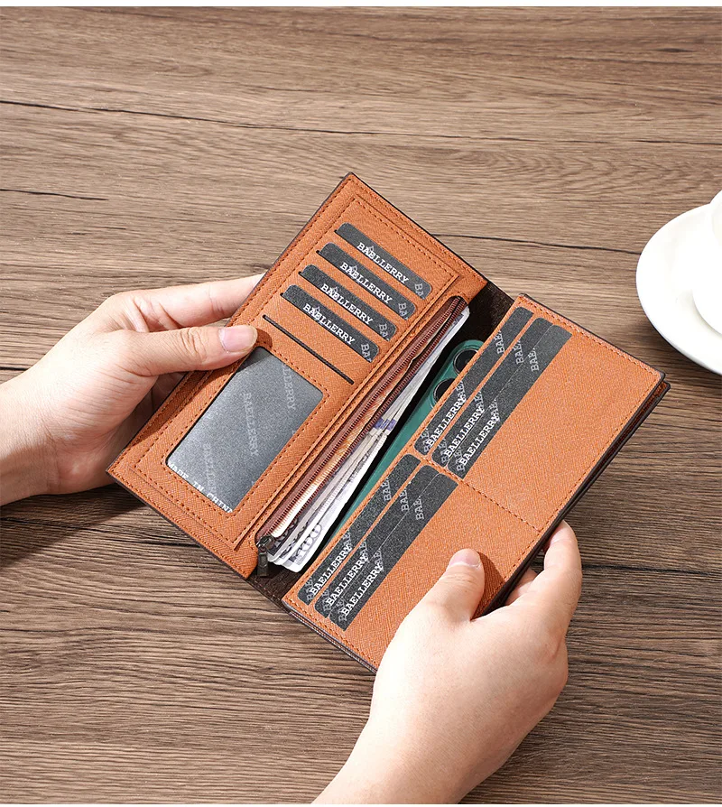 Unisex-Geldbörse im Retro-Stil mit großem Fassungsvermögen, Kartenfach und Reißverschluss-Münzfach, hochwertige Business-Geldbörse für Frauen – Detail 10