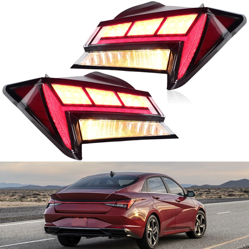 

GEFENSI LED Tail Light For Hyundai Elantra 2021 2022 Car Rear Turn Signal Light Stop Brake Lamp 92402AB100 92401AB100 Car Access