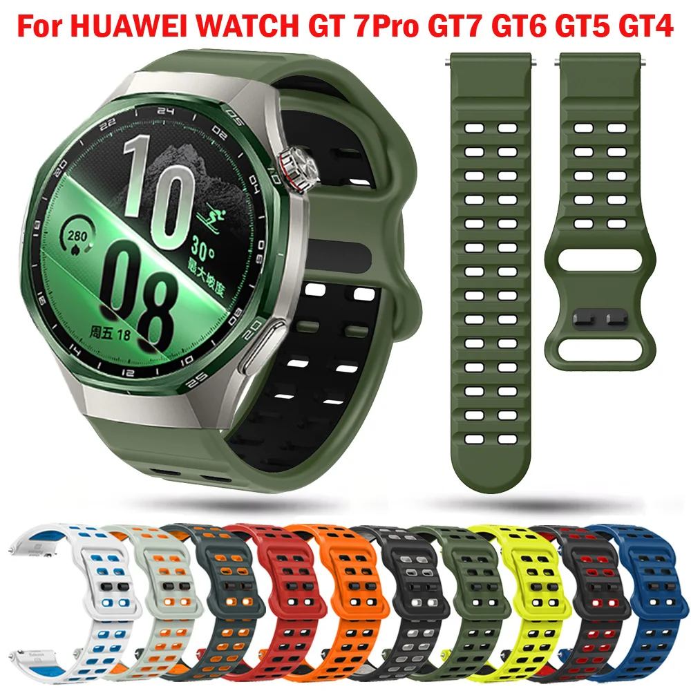 22mm Breathable Silicone Watchband For Huawei Watch GT 7 GT7 Pro GT6 GT6Pro GT5 GT5Pro GT4 GT4Pro GT3 Pro GT2E GT2 46mm Bracelet