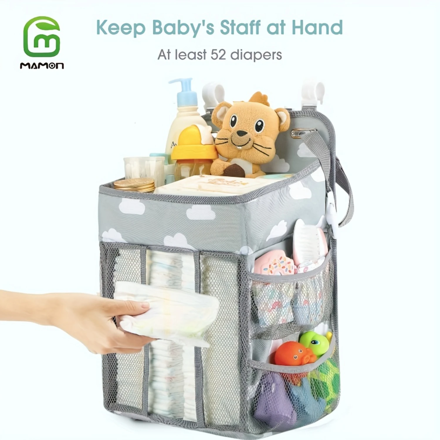 

Gray Changing Table Caddy - Spacious Pockets Diaper Caddy Organizer - Versatile Nursery Solution for Baby Accessories - Ideal Gi