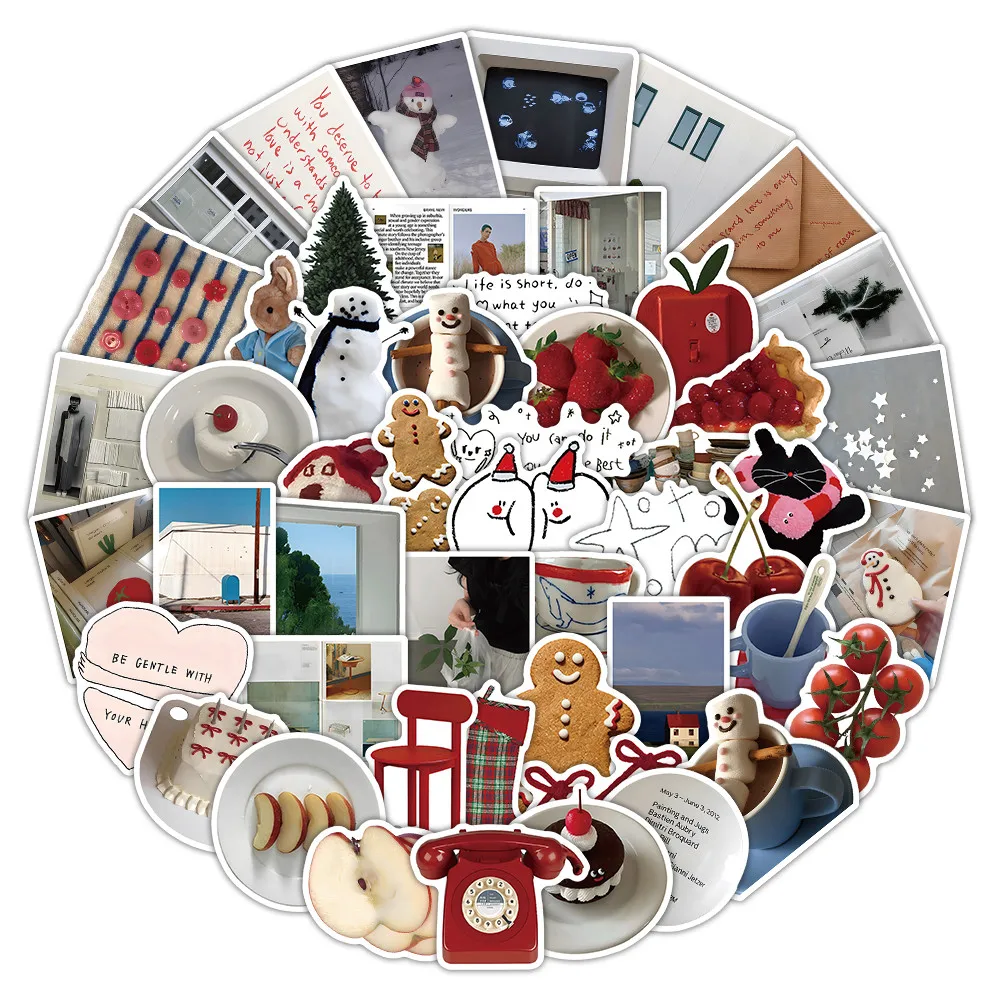 52 Pcs Cream Korean Style Sticker Set - Soft Aesthetic Decals for Journal & Phone Case Decor AnimeWorlds Store