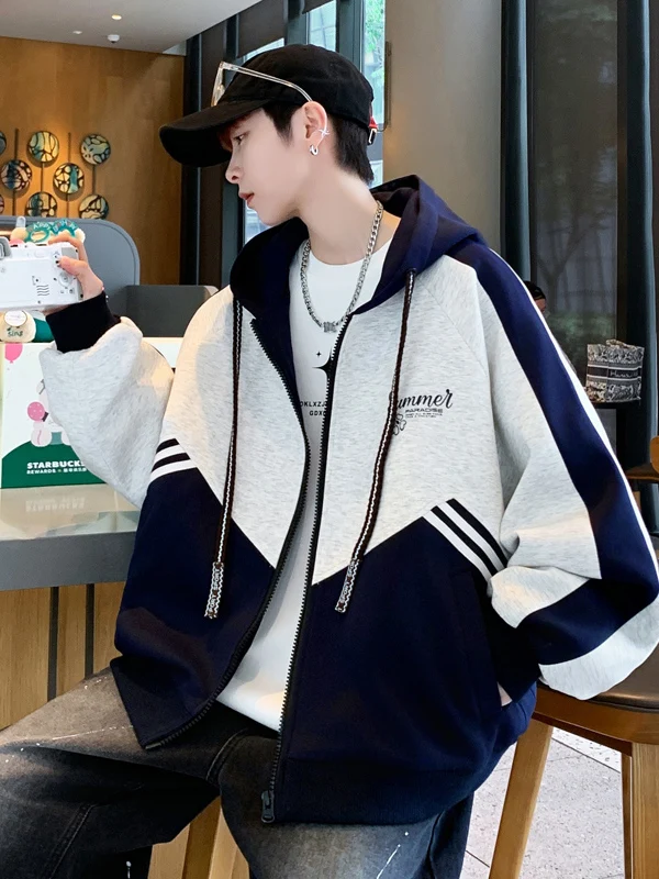 

Модная теплая толстовка с капюшоном на молнии и длинными рукавами для подростков и студентов, повседневная, свободного кроя, из смеси хлопка и полиэстера, удобная