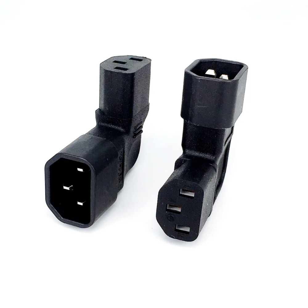 C14 Male AC 90 Angled C14 Male To C13 Female Down UP Corner Plug 10A 3Pin AC Plug Conversion Plug Power Adapter IEC Connector