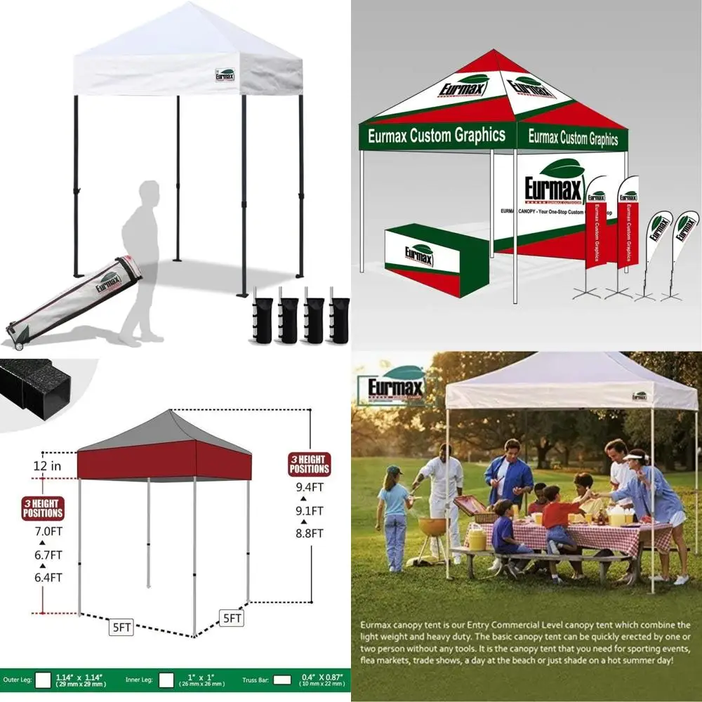 

Сверхмощная палатка с мгновенным навесом 5x5 с роликовым мешком и 4 грузами для песка для коммерческого использования - белая