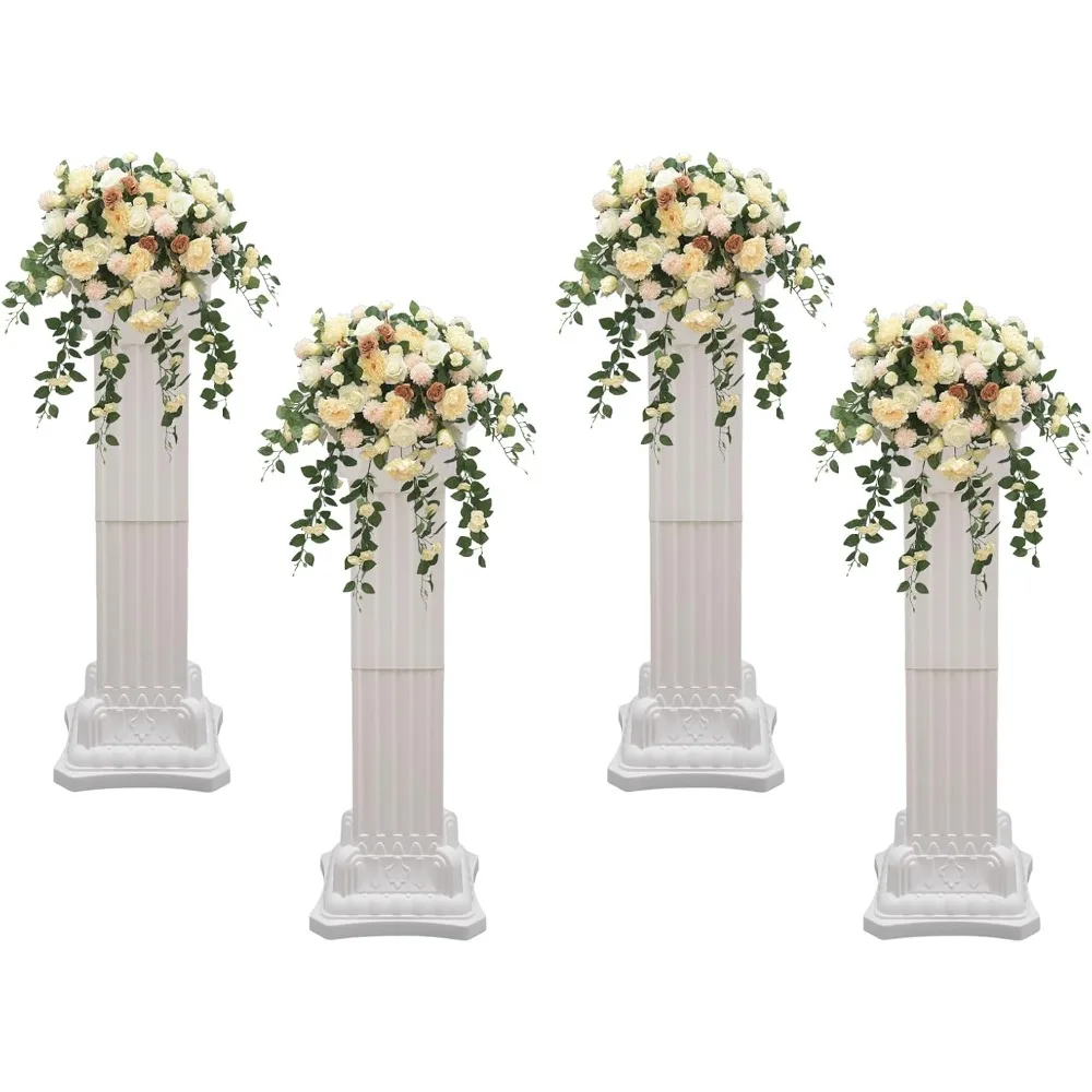 4Pcs Wedding Landscaping Roman Pillar Plastic Roman Pillars Floor Standing Wedding Roman Column Artistic Roman Column