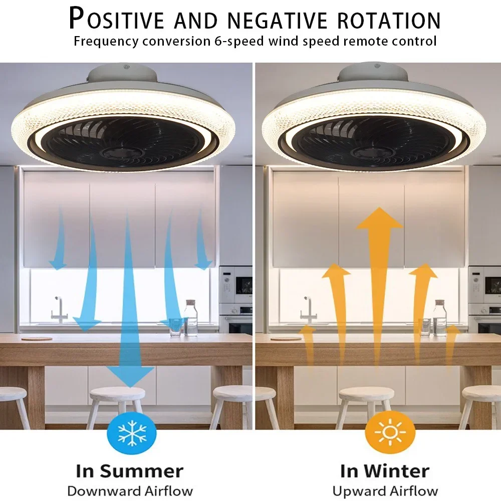 Smart Ceiling Fan Led Light With Remote Control And Bluetooth Speaker Ventilation Fan 6 Speed For Home Room Lighting