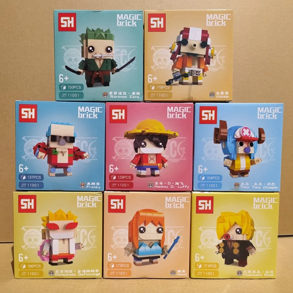 Big Head Boy ประกอบอาคารบล็อกของเล่นอะนิเมะ One Piece Periphery รุ่น Q Luffy การ์ตูน Figurine อินเทรนด์เล่นเด็กของขวัญ