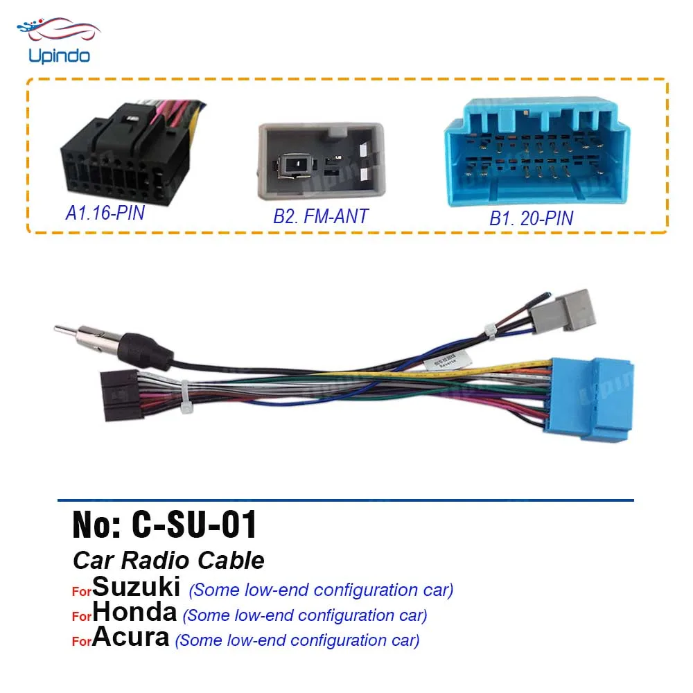 Car Android Radio Cable Adapter Power Wiring Harness Connector for Suzuki Vitara Alivio Baleno Swift Honda Fit Element Acura RL