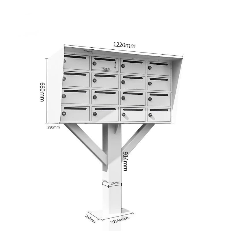 Front Loading 16-Door Horizontal Mailbox Letter/ Post Boxsecure parcel delivery wall Mount Vertical Collection Box