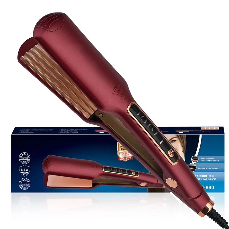 2in1 Hair Curler ผม Straightener สูงอุณหภูมิเตารีดแบนแผ่นกว้าง Plasma ไฟฟ้า Straightener 6 ระดับความร้อนอย่างรวดเร็ว