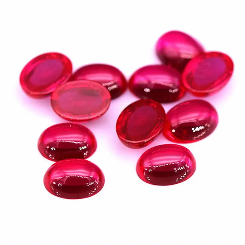 Natural Ruby Oval Cabochon Smooth Polished Surface Egg Shape Large Blood-red Ruby Cabochon Flat Back For Jewelry Making Gem