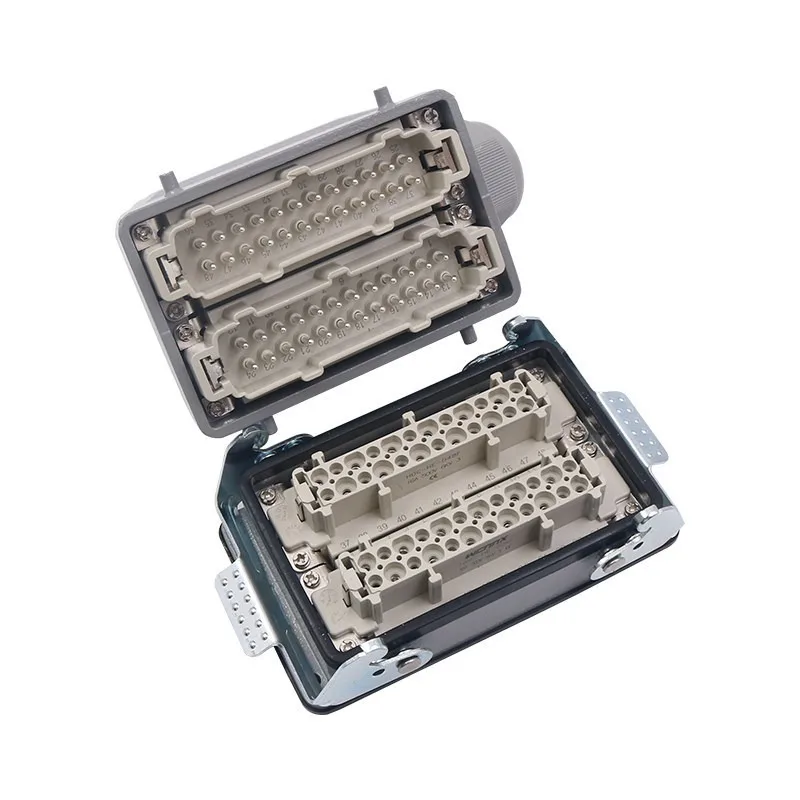 Rectangular 16A Heavy Duty Connector 16 Industrial Waterproof  Plug Socket HE-4 Core 10 Pins 24 Pins 32P48 Position