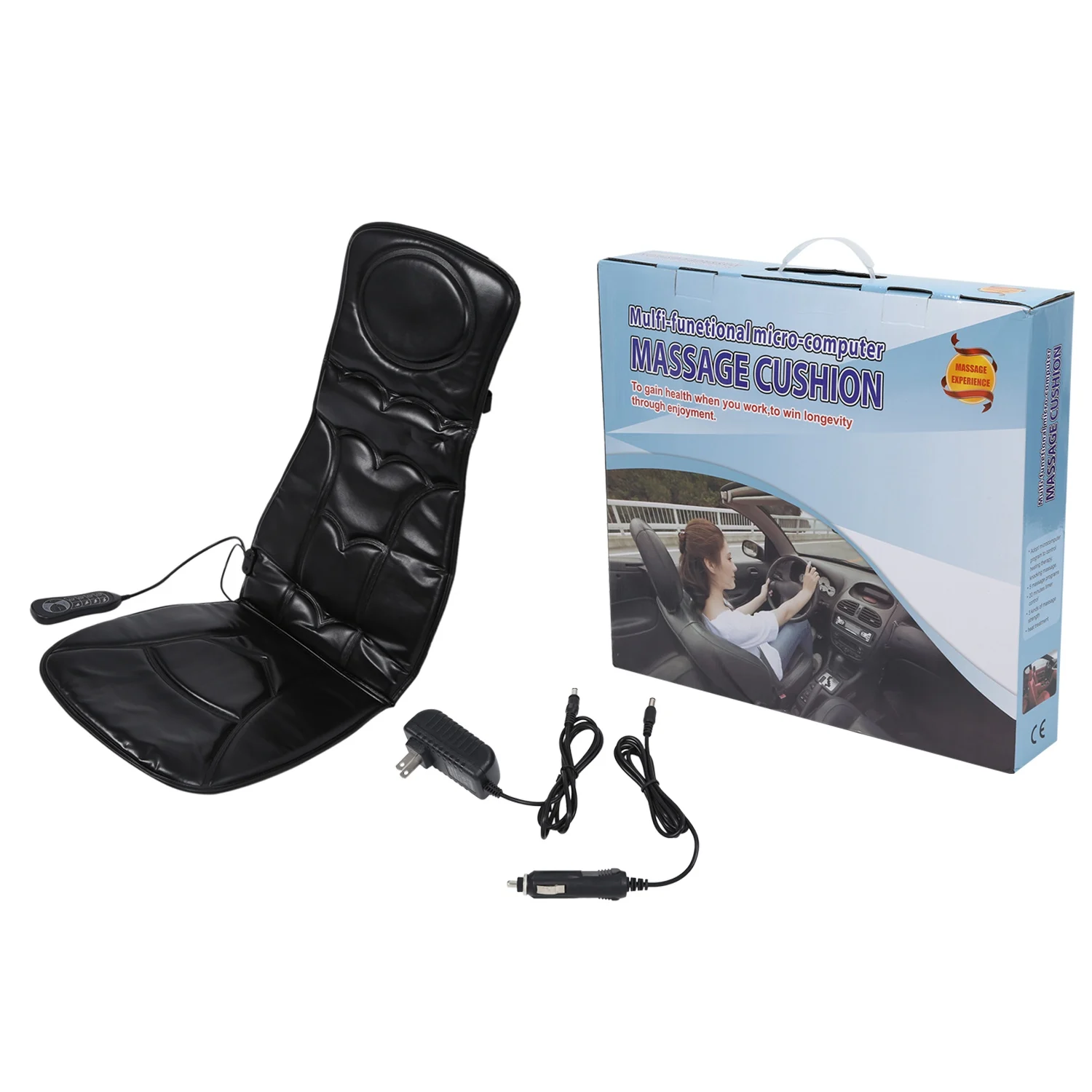 

10 Motor Vibration Massage Chair Pad Seat Cushion with Heat for Home Office Car Wired Remote Easy Control Massage