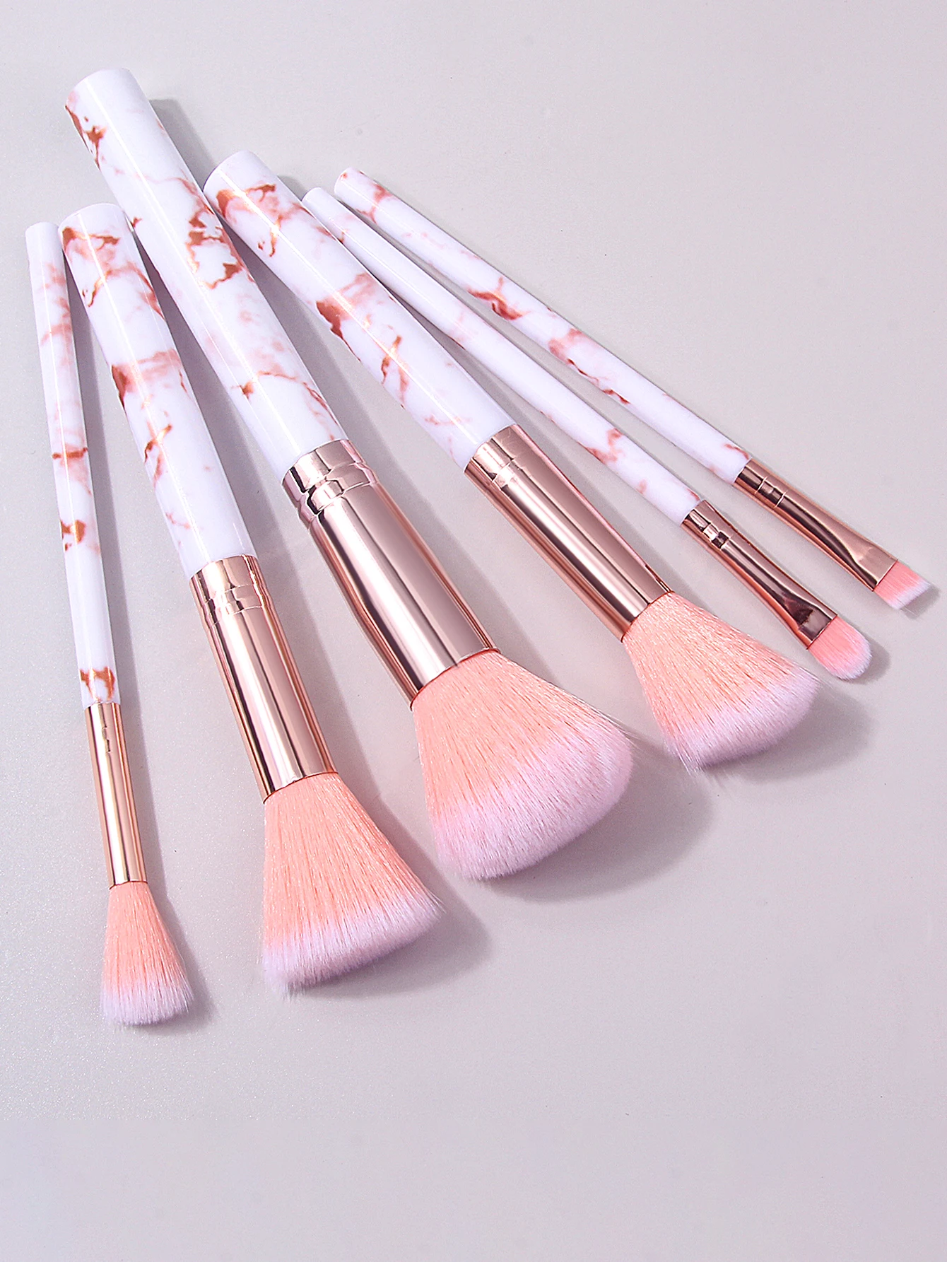 مجموعة فرش مكياج وردية مكونة من 6 قطع - تتضمن فرشاة أحمر الخدود وفرشاة كونتور وفرشاة ظلال العيون وفرشاة المزج | أدوات ماكياج كاملة #4