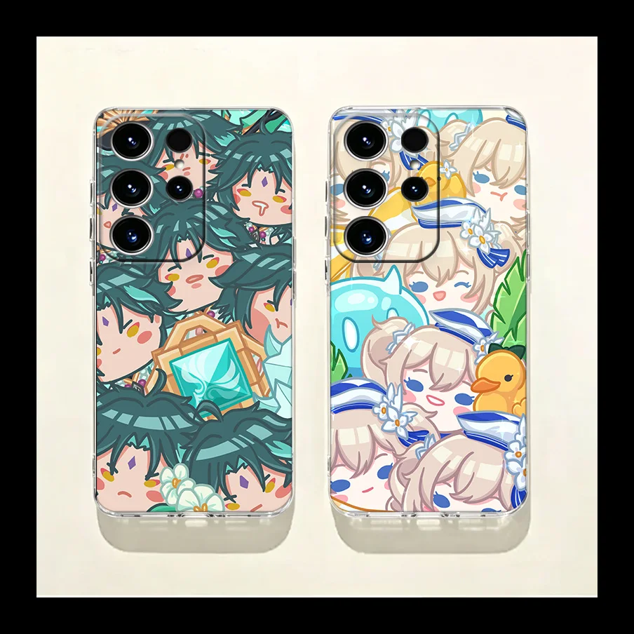 Cute Cartoon Genshin Lmpact Phone Case for Samsung Galaxy S26 Edge S25 S24 FE S23 Plus S22 Ultra S20FE Cover Camera Protection