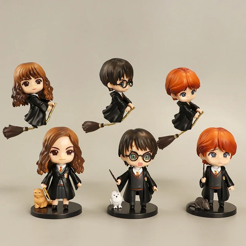 Juego de 3-10 Figuras de Vinilo de Harry Potter Estilo Q, Hermione, Ron, Hedwig, Decoración para Pasteles, Modelo de Coche, Muñeca de PVC, Juguetes de Regalo