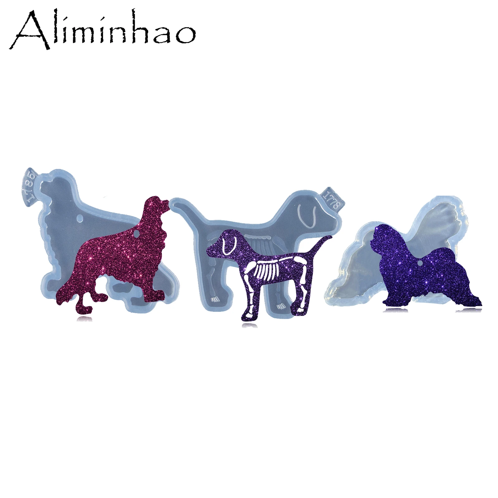 DY1764 moldes de resina para perros brillantes, bichón maltesa molde de silicona de raza, arte epoxi DIY, plantilla dorada para pastel de Chocolate