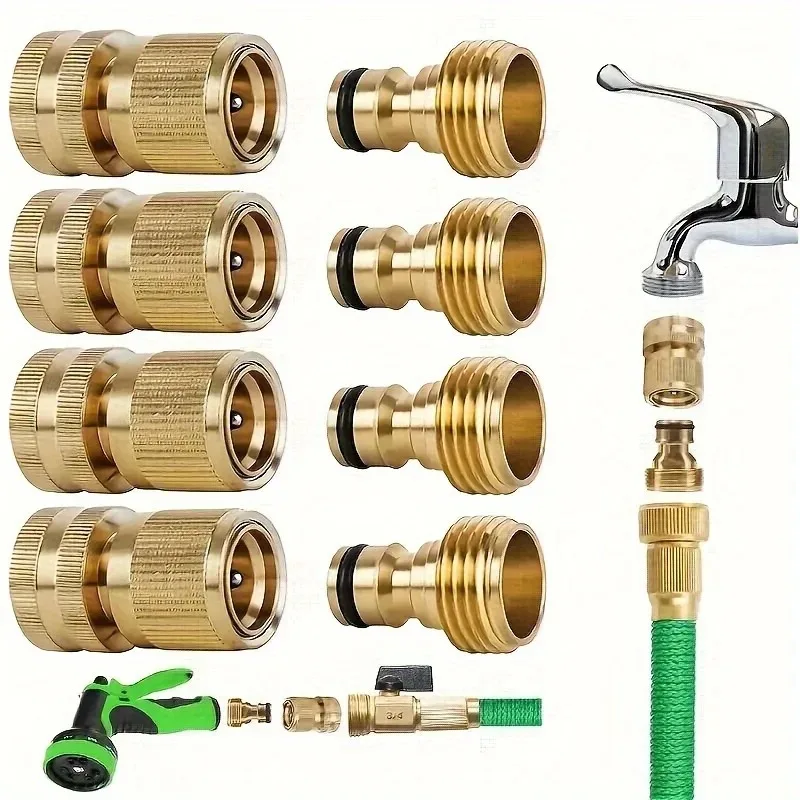 2 Pack Brass Quick Connect Fittings, 3/4