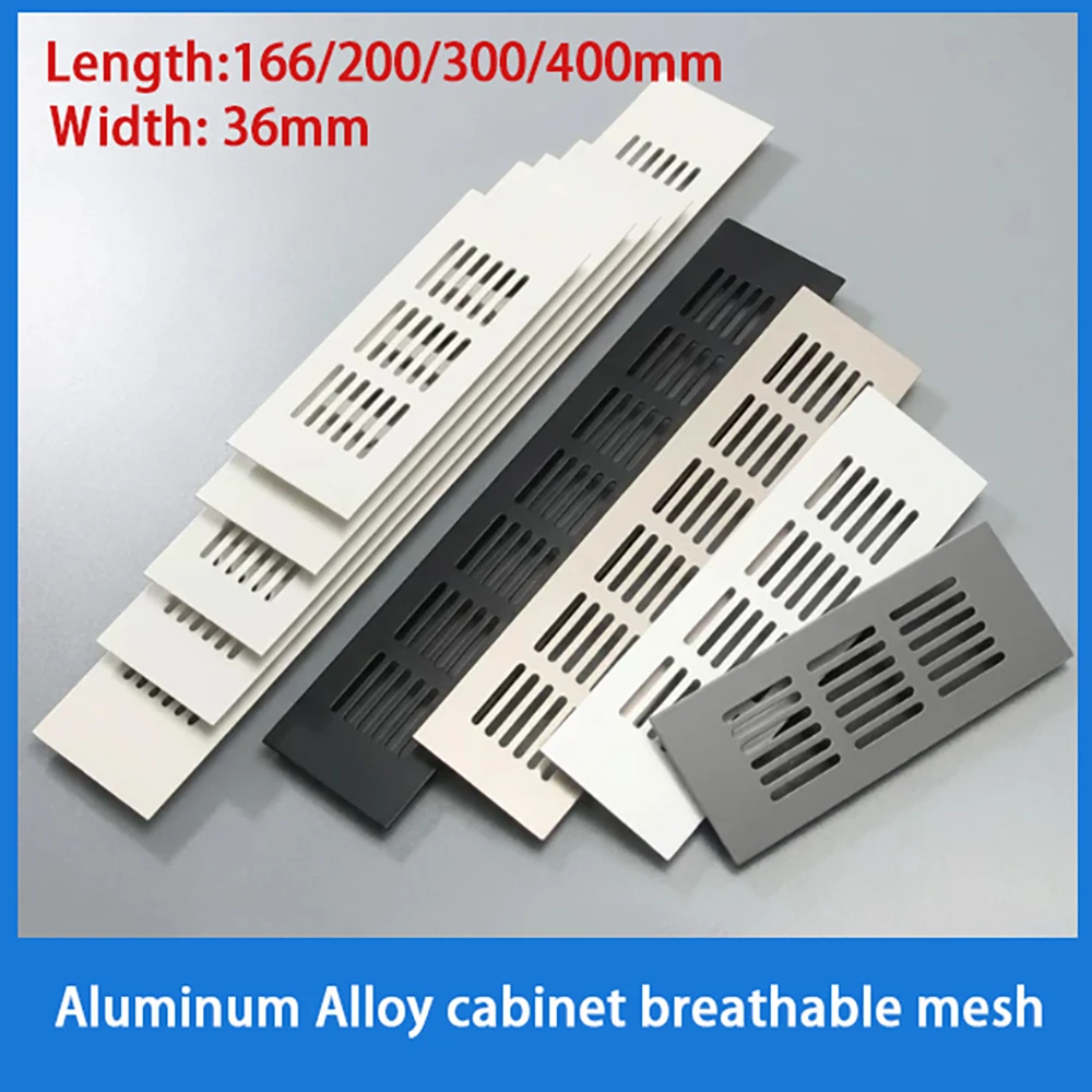 Aluminum Alloy Cabinet Ventilation Vent Decoration Cover Shoe Cabinet Mesh Hole Cover Hardware Accessories Size 36x200/300/400mm